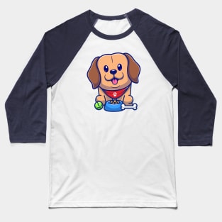 Cute Labrador Dog With Food And Ball Cartoon Baseball T-Shirt